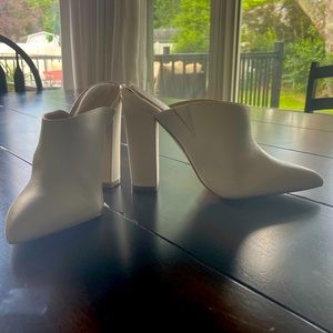 White Ado Mule Slide Heels